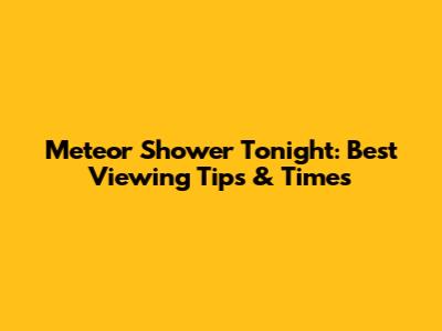 Meteor Shower Tonight: Best Viewing Tips & Times