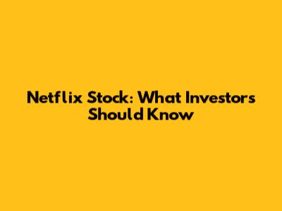 Netflix Stock: What Investors Should Know
