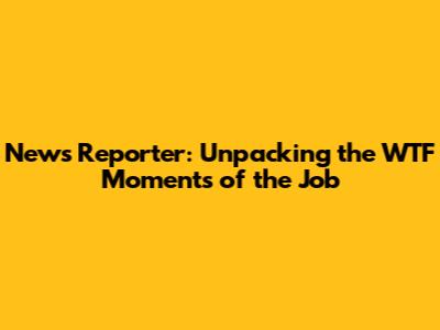 News Reporter: Unpacking the WTF Moments of the Job