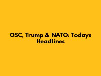 OSC, Trump & NATO: Today's Headlines