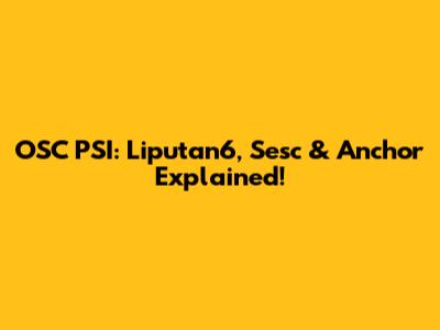 OSC PSI: Liputan6, Sesc & Anchor Explained!