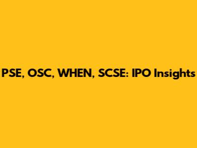 PSE, OSC, WHEN, SCSE: IPO Insights