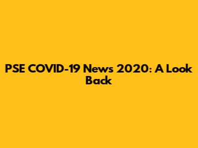 PSE COVID-19 News 2020: A Look Back