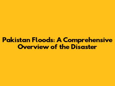 Pakistan Floods: A Comprehensive Overview of the Disaster