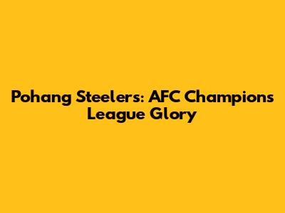 Pohang Steelers: AFC Champions League Glory