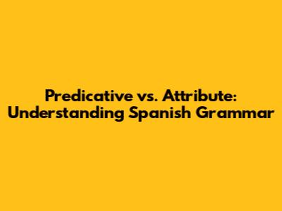 Predicative vs. Attribute: Understanding Spanish Grammar