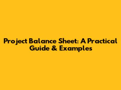 Project Balance Sheet: A Practical Guide & Examples