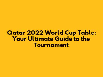 Qatar 2022 World Cup Table: Your Ultimate Guide to the Tournament