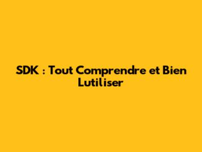 SDK : Tout Comprendre et Bien L'utiliser