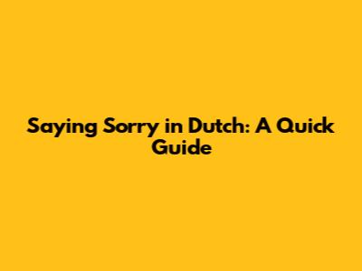 Saying Sorry in Dutch: A Quick Guide