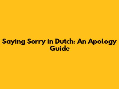 Saying Sorry in Dutch: An Apology Guide