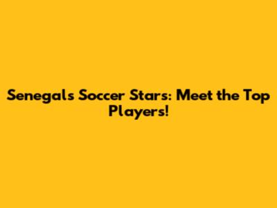 Senegal's Soccer Stars: Meet the Top Players!