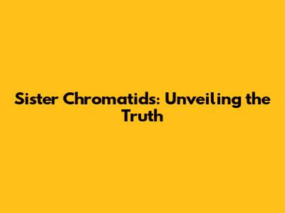 Sister Chromatids: Unveiling the Truth