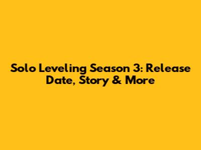 Solo Leveling Season 3: Release Date, Story & More