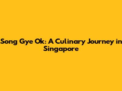 Song Gye Ok: A Culinary Journey in Singapore