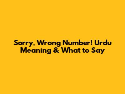 Sorry, Wrong Number! Urdu Meaning & What to Say