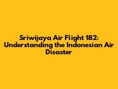 Sriwijaya Air Flight 182: Understanding the Indonesian Air Disaster