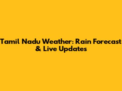 Tamil Nadu Weather: Rain Forecast & Live Updates