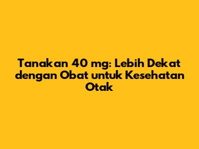 Tanakan 40 mg: Lebih Dekat dengan Obat untuk Kesehatan Otak