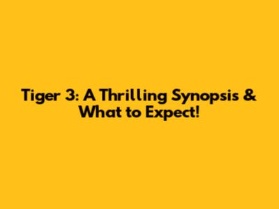 Tiger 3: A Thrilling Synopsis & What to Expect!