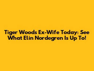 Tiger Woods' Ex-Wife Today: See What Elin Nordegren Is Up To!
