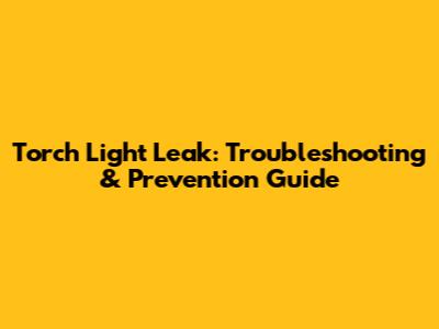 Torch Light Leak: Troubleshooting & Prevention Guide