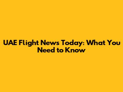 UAE Flight News Today: What You Need to Know