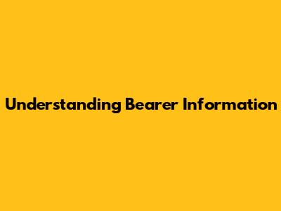 Understanding Bearer Information