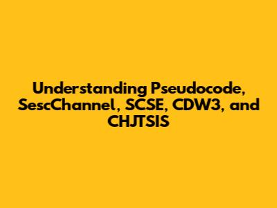 Understanding Pseudocode, SescChannel, SCSE, CDW3, and CHJTSIS