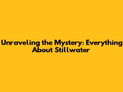 Unraveling the Mystery: Everything About 'Stillwater'