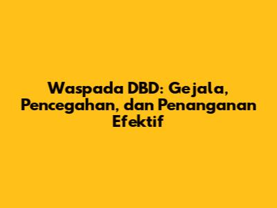 Waspada DBD: Gejala, Pencegahan, dan Penanganan Efektif
