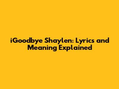 iGoodbye Shaylen: Lyrics and Meaning Explained