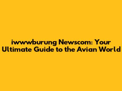 iwwwburung Newscom: Your Ultimate Guide to the Avian World