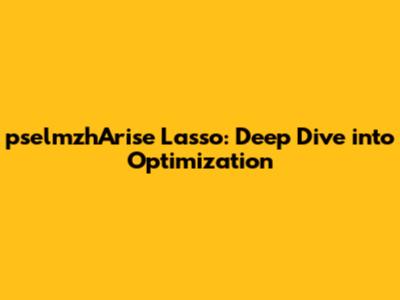 pselmzhArise Lasso: Deep Dive into Optimization